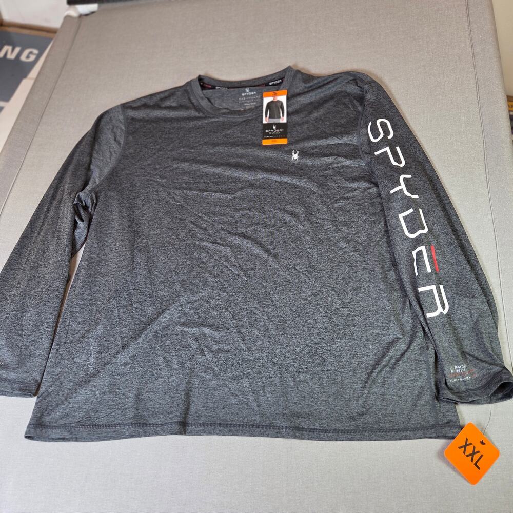 Spyder Swim Rash Guard Shirt Mens XXL Long Sleeve UPF 50+ Black Heather